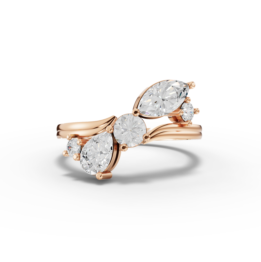 1.62 Ct Pear and Marquise Diamond Bypass Ring