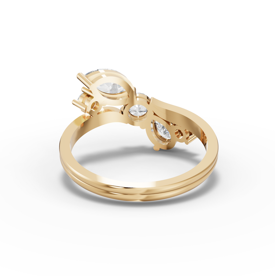 1.62 Ct Pear and Marquise Diamond Bypass Ring