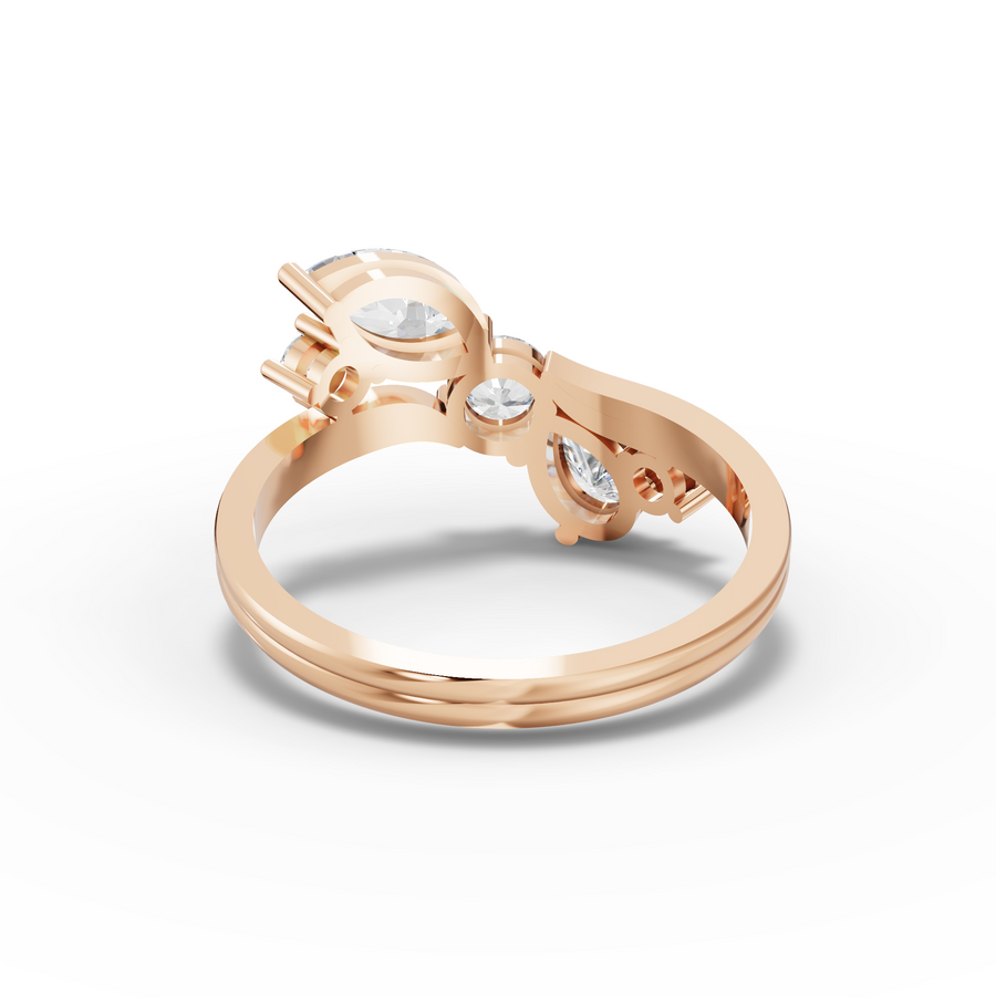 1.62 Ct Pear and Marquise Diamond Bypass Ring