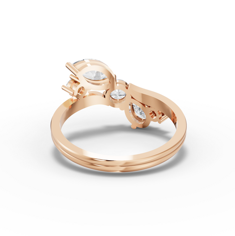 1.62 Ct Pear and Marquise Diamond Bypass Ring