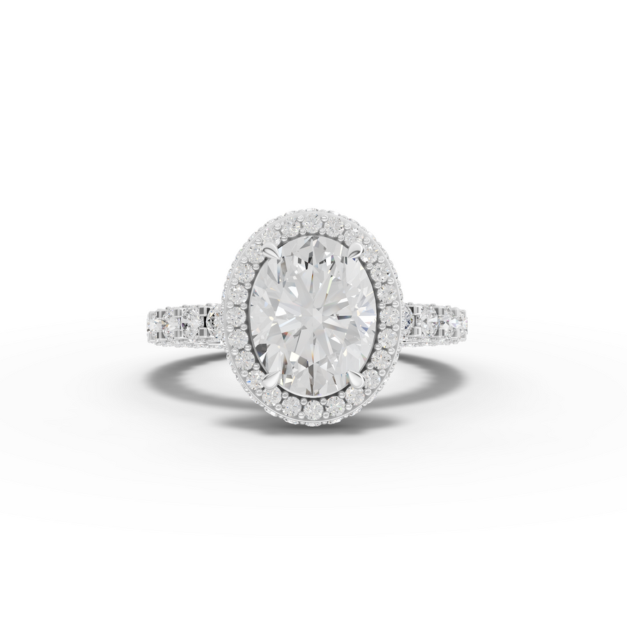 4.18 ct hidden halo oval lab grown diamond eternity ring with full-band sparkle