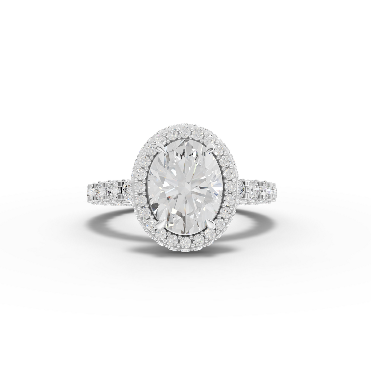 4.18 Ct Hidden Halo Oval Diamond Eternity Ring