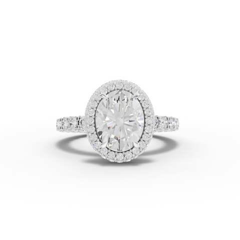 4.18 Ct Hidden Halo Oval Diamond Eternity Ring