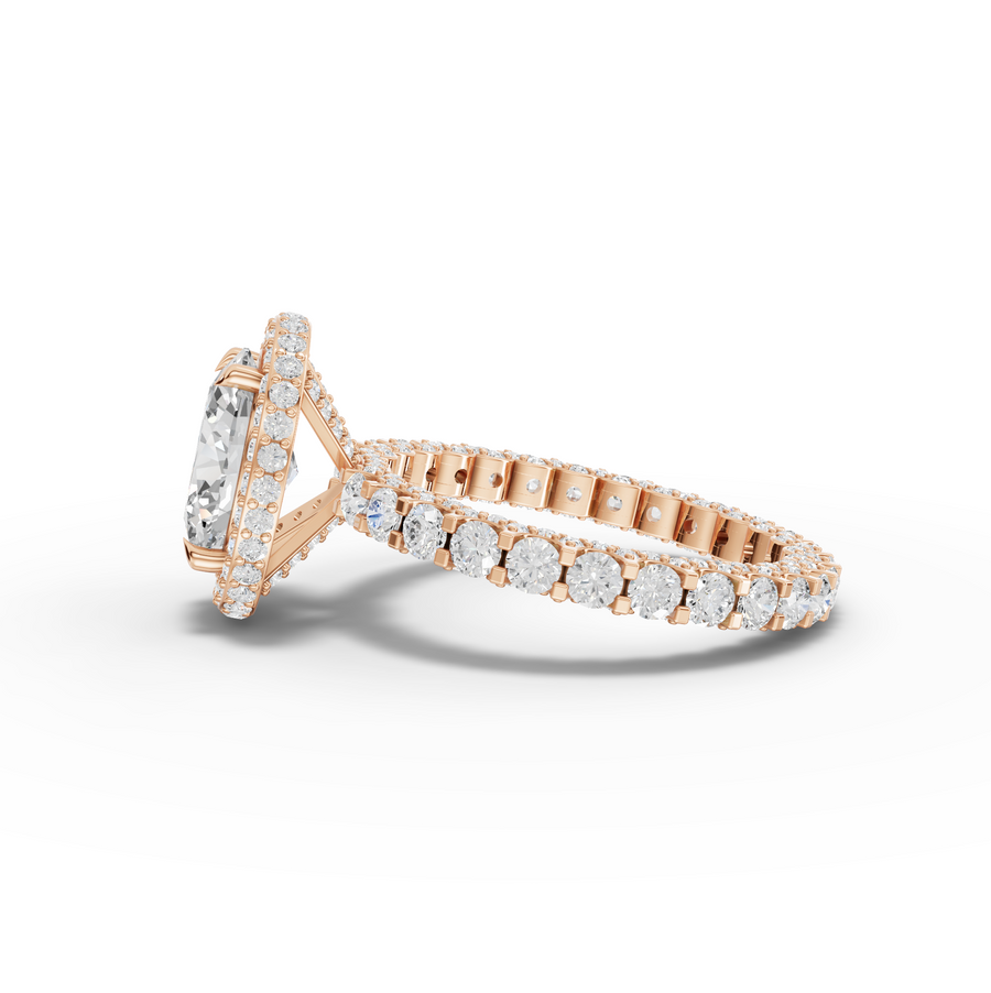 4.18 Ct Oval Hidden Halo With Side Stone Band 2.00 Ct Center