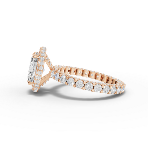4.18 Ct Hidden Halo Oval Diamond Eternity Ring