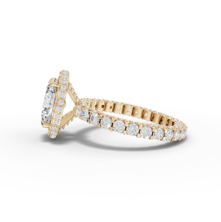 4.18 Ct Oval Hidden Halo With Side Stone Band 2.00 Ct Center