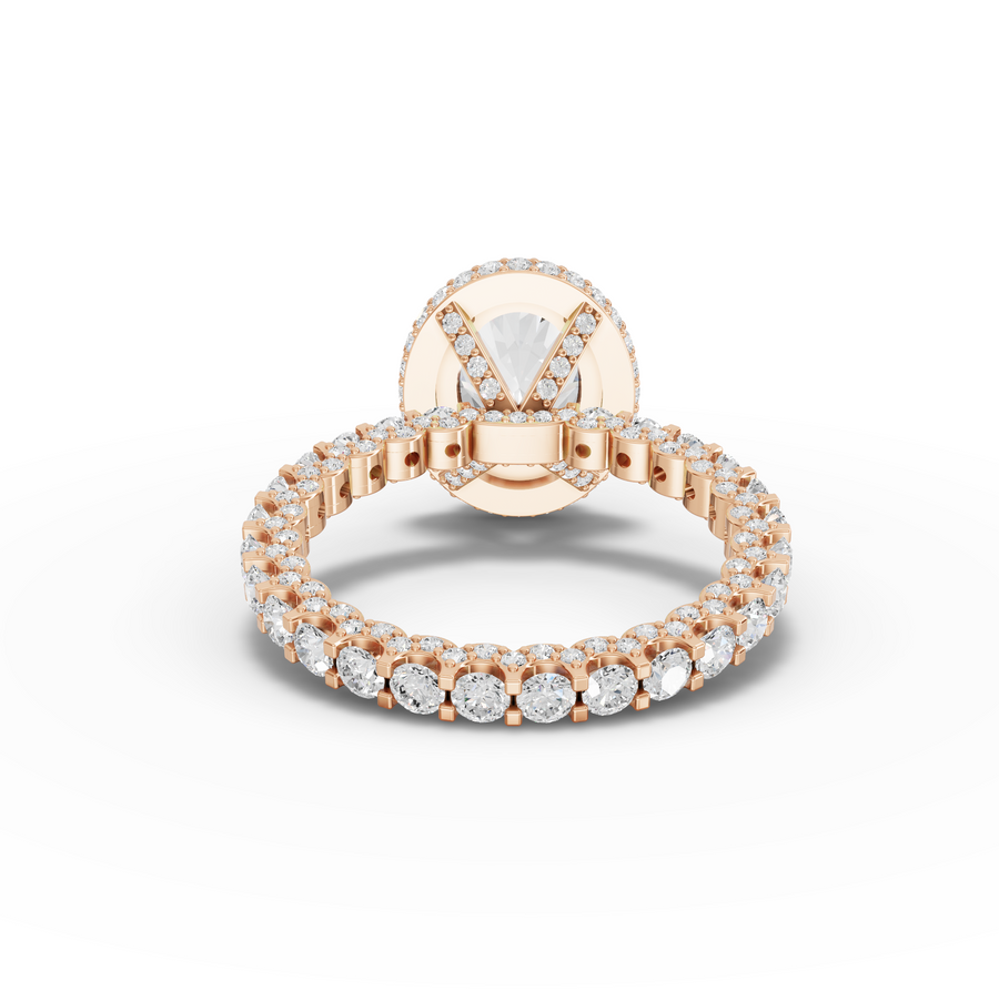 4.18 Ct Oval Hidden Halo With Side Stone Band 2.00 Ct Center