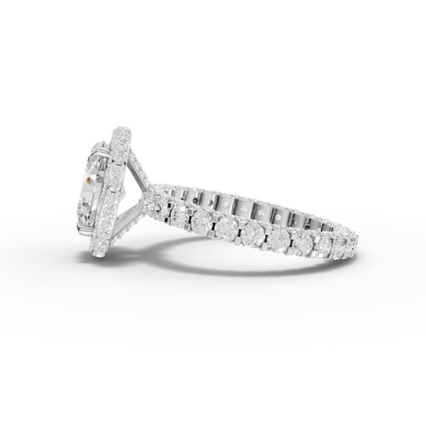 4.18 Ct Hidden Halo Oval Diamond Eternity Ring