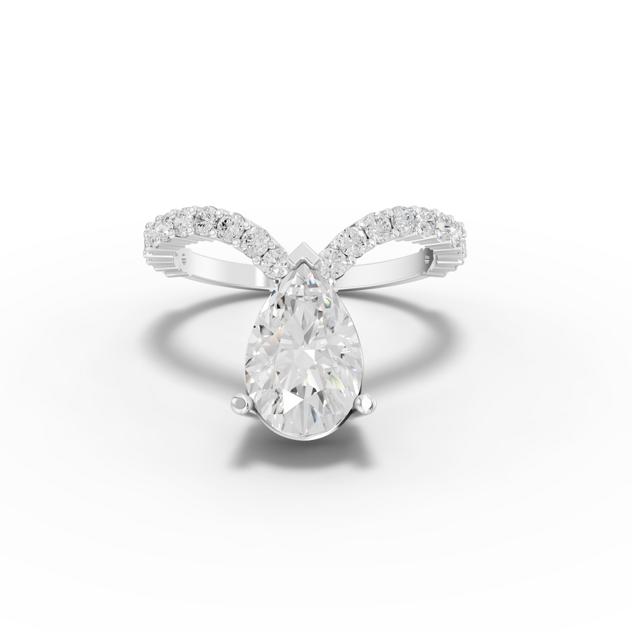 2.05 Ct Pear Diamond Split Shank Engagement Ring