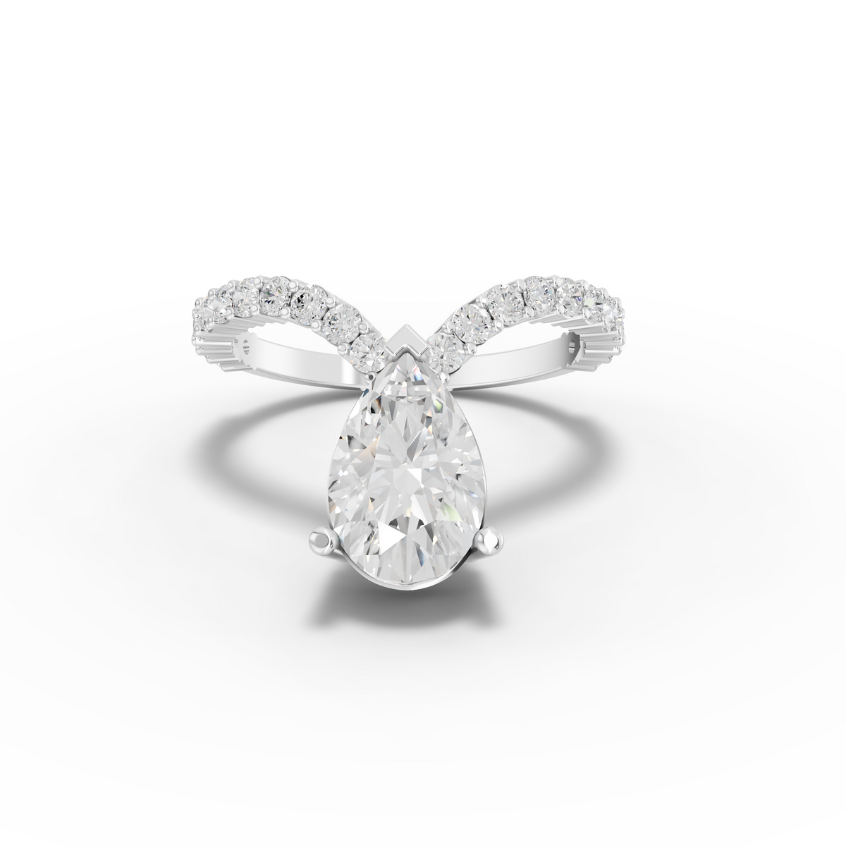2.05 Ct Pear Diamond Split Shank Engagement Ring