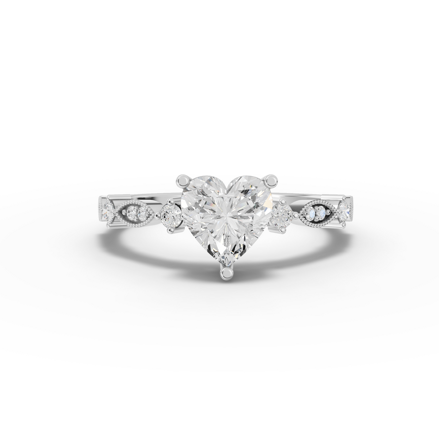 1.13 Ct Heart Solitaire Accent Lab Diamond Ring