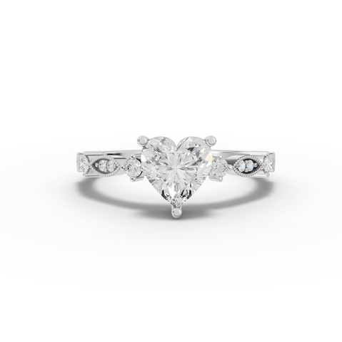 1.13 Ct Heart Solitaire Accent Lab Diamond Ring