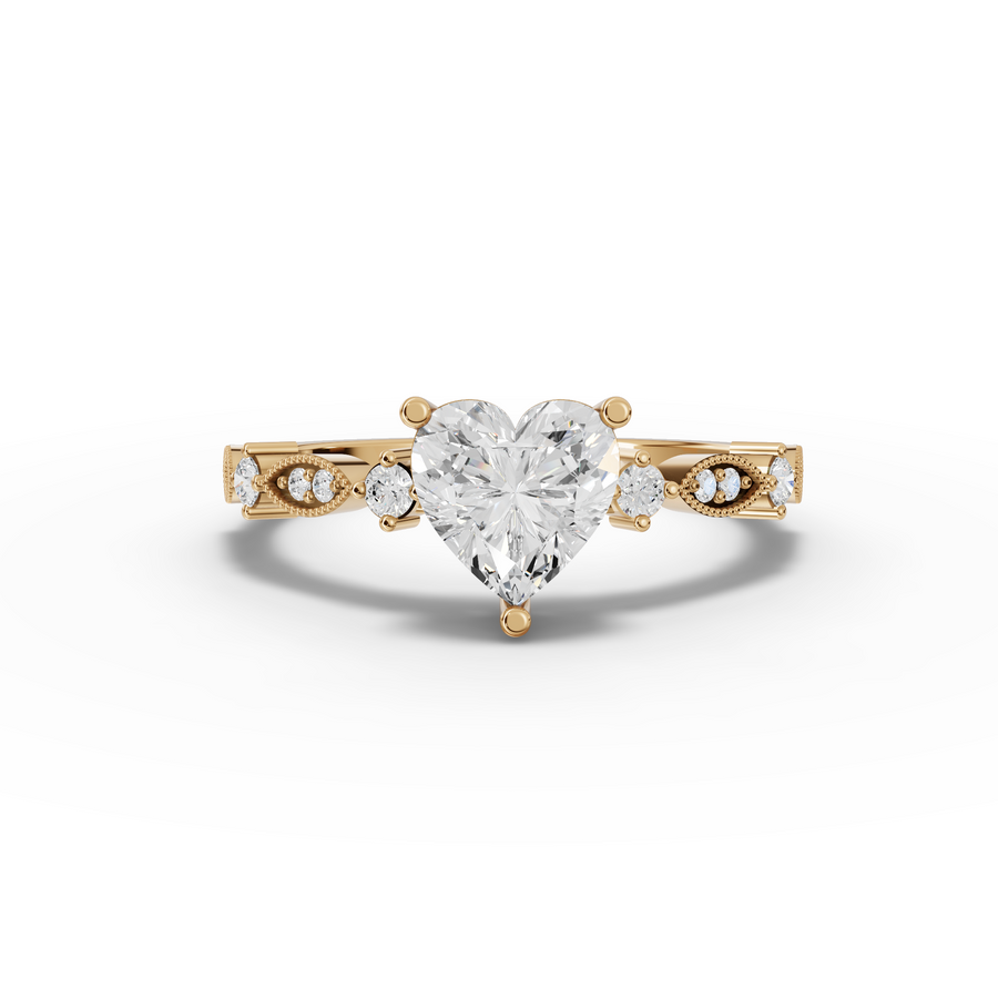 1.13 Ct Heart Solitaire Accent Lab Diamond Ring