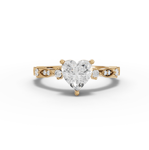1.13 Ct Heart Solitaire Accent Lab Diamond Ring