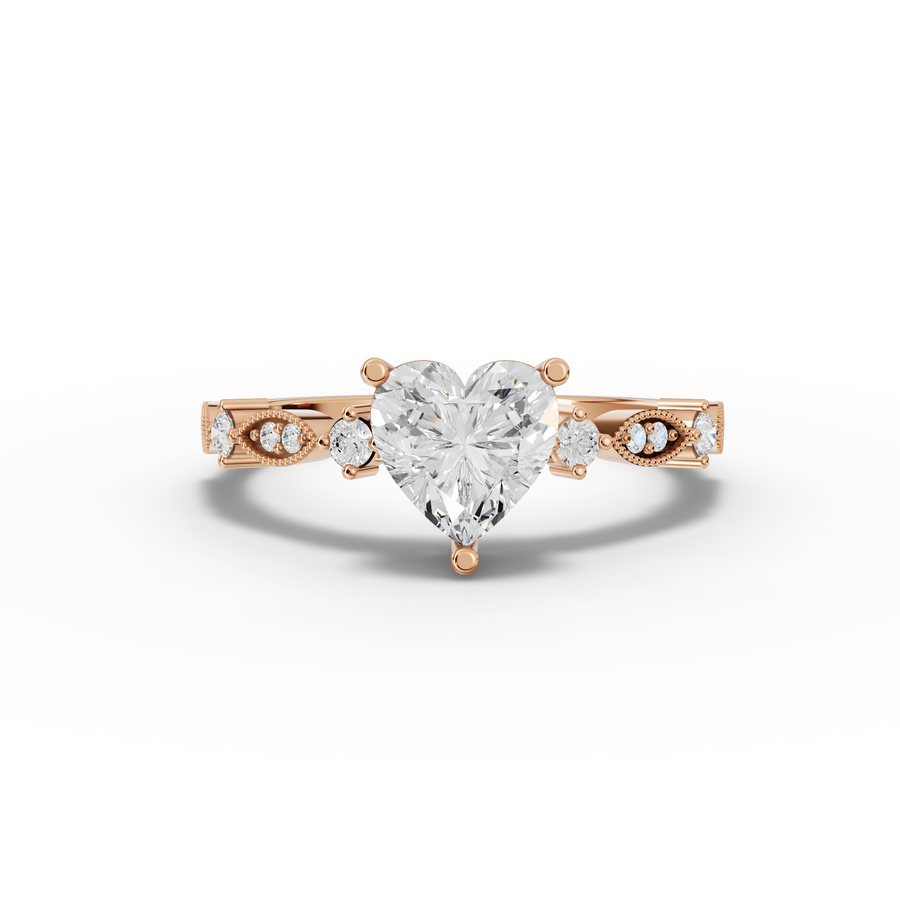 1.13 Ct Heart Solitaire Accent Lab Diamond Ring