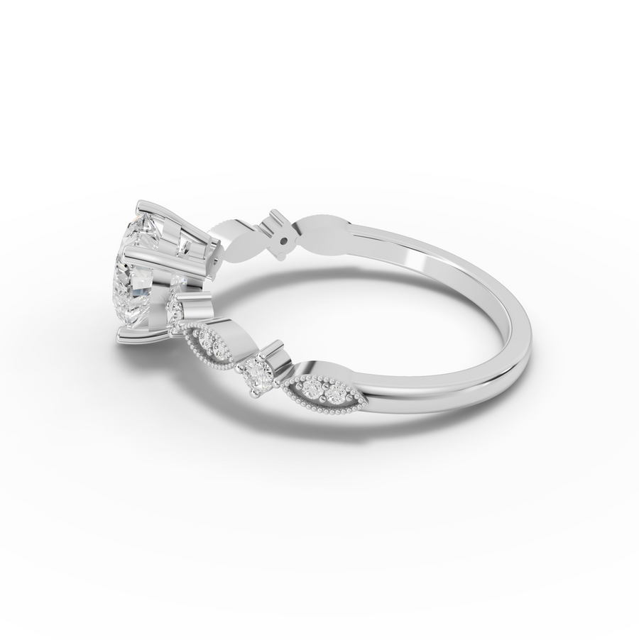 1.13 Ct Heart Solitaire Accent Lab Diamond Ring