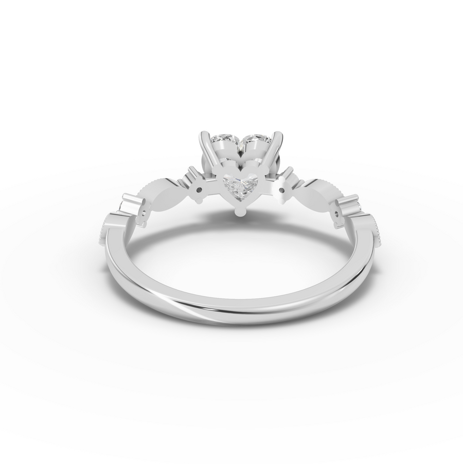 1.13 Ct Heart Solitaire Accent Lab Diamond Ring