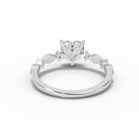 1.13 Ct Heart Solitaire Accent Lab Diamond Ring