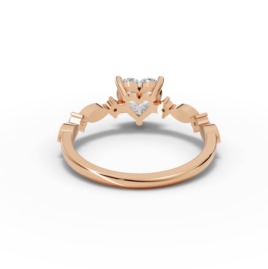1.13 Ct Heart Solitaire Accent Lab Diamond Ring