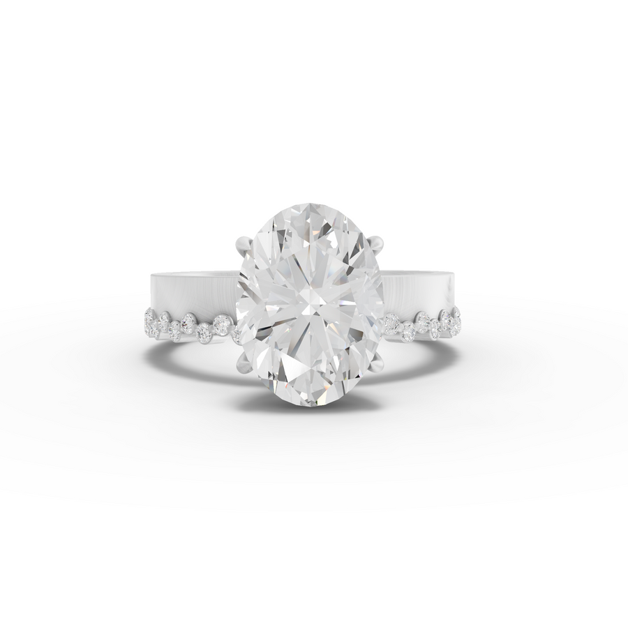 3.31 ct oval lab diamond solitaire ring with 3.00 ct center stone and beaded band
