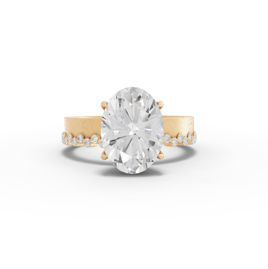 3.31 Ct Oval Solitaire With Beaded Band 3.00 Ct Center