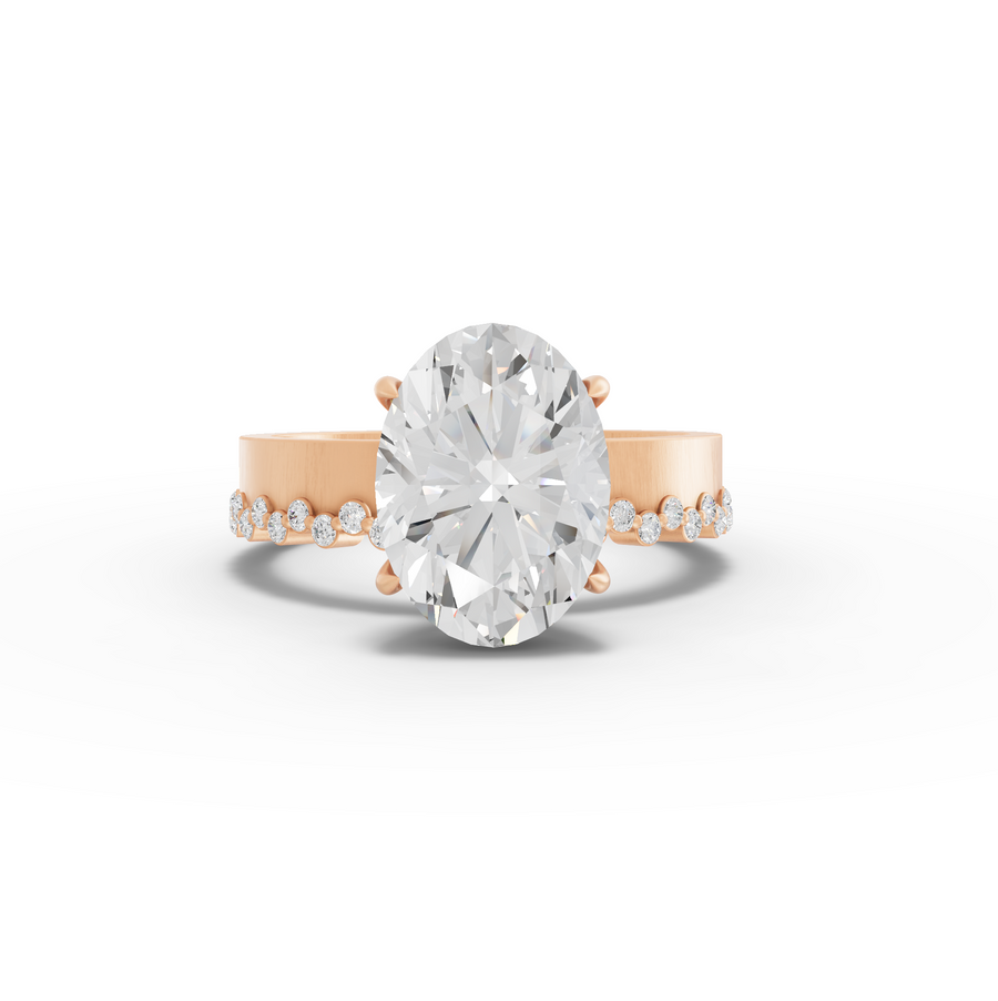 3.31 Ct Oval Solitaire With Beaded Band 3.00 Ct Center