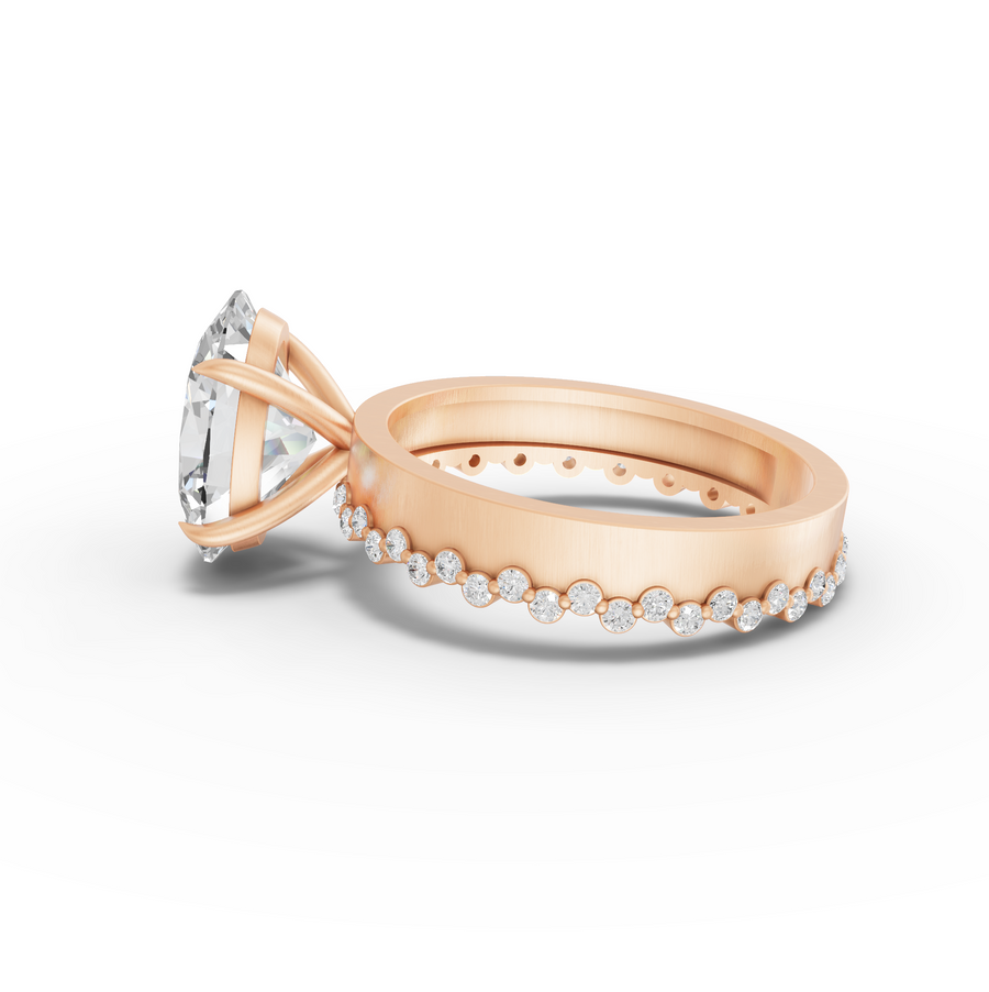 3.31 Ct Oval Solitaire With Beaded Band 3.00 Ct Center