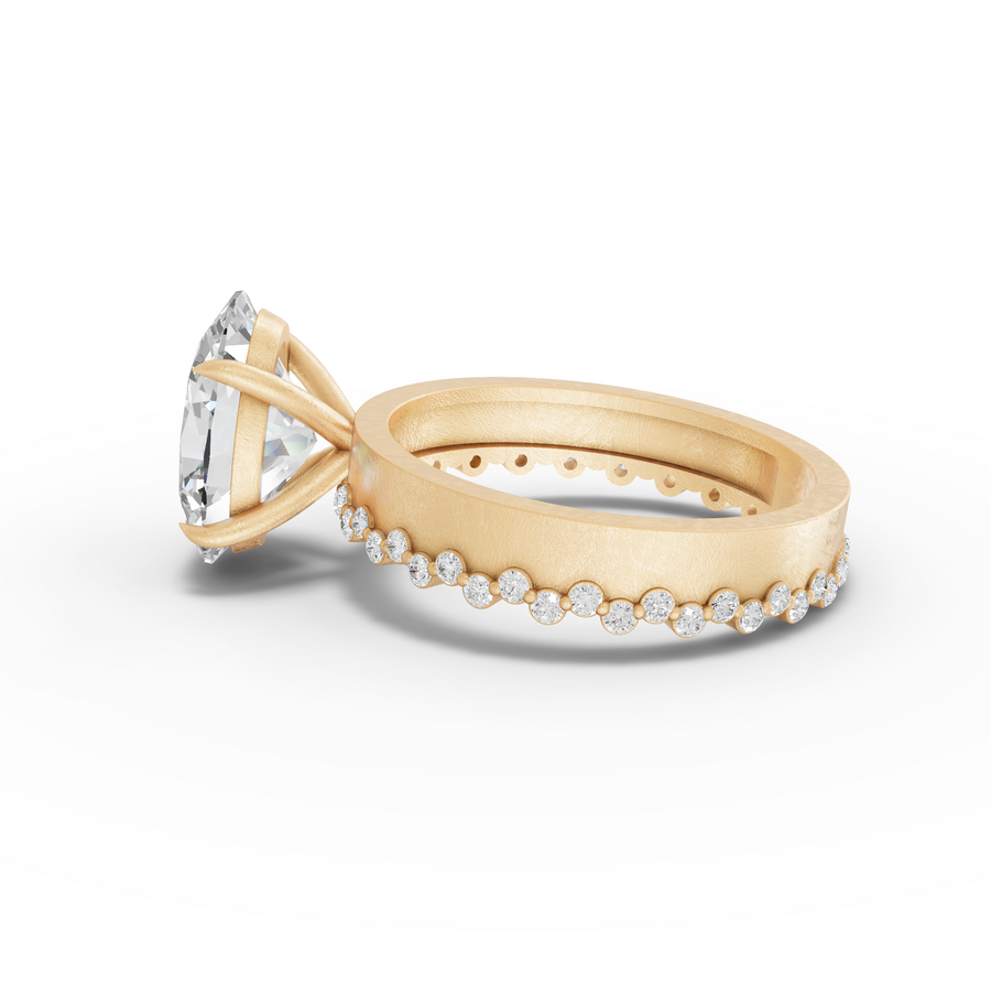 3.31 Ct Oval Solitaire With Beaded Band 3.00 Ct Center