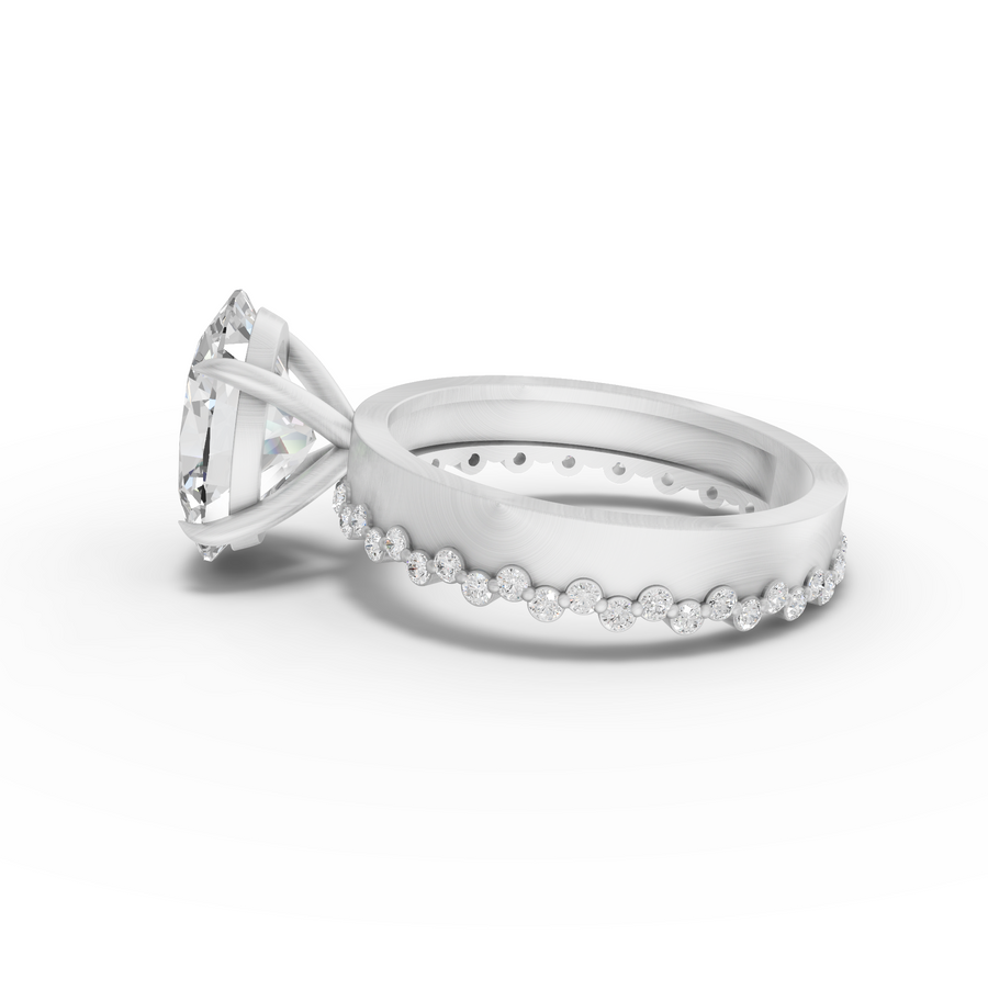 3.31 Ct Oval Solitaire With Beaded Band 3.00 Ct Center