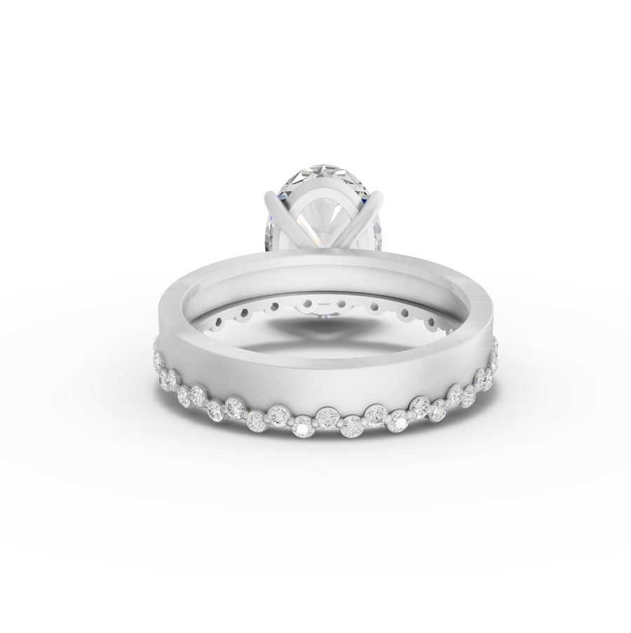 3.31 Ct Oval Solitaire With Beaded Band 3.00 Ct Center