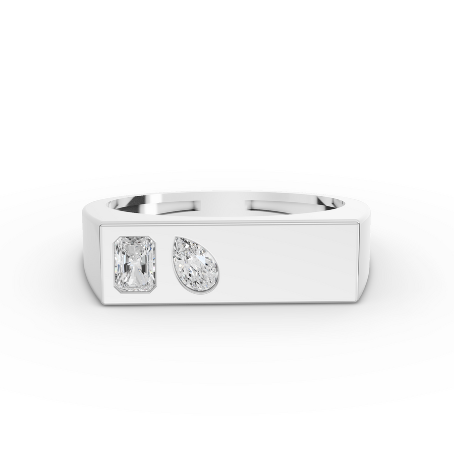 0.17 Ct Dual Diamond Architectural Signet Wedding Band