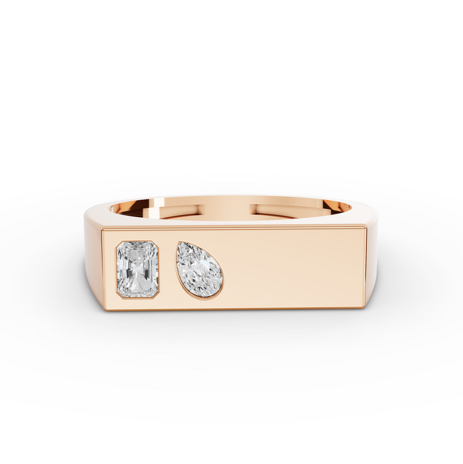 0.17 Ct Dual Diamond Architectural Signet Wedding Band