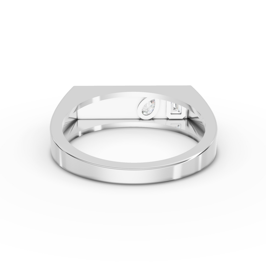 0.17 Ct Dual Diamond Architectural Signet Wedding Band