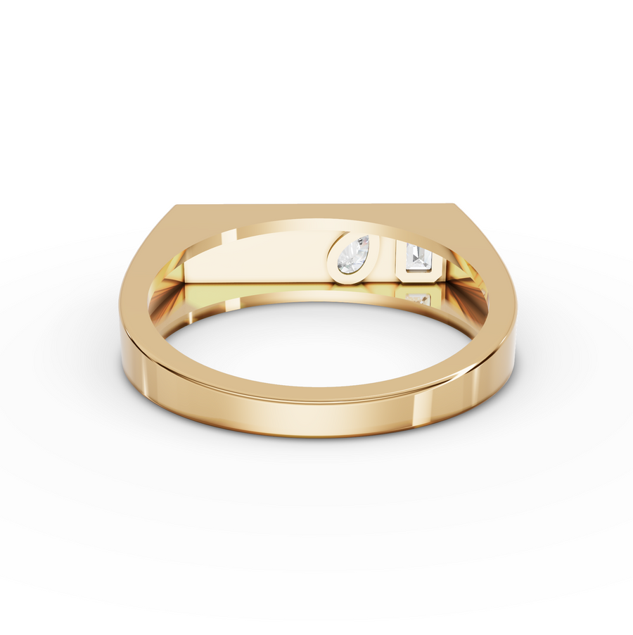 0.17 Ct Dual Diamond Architectural Signet Wedding Band