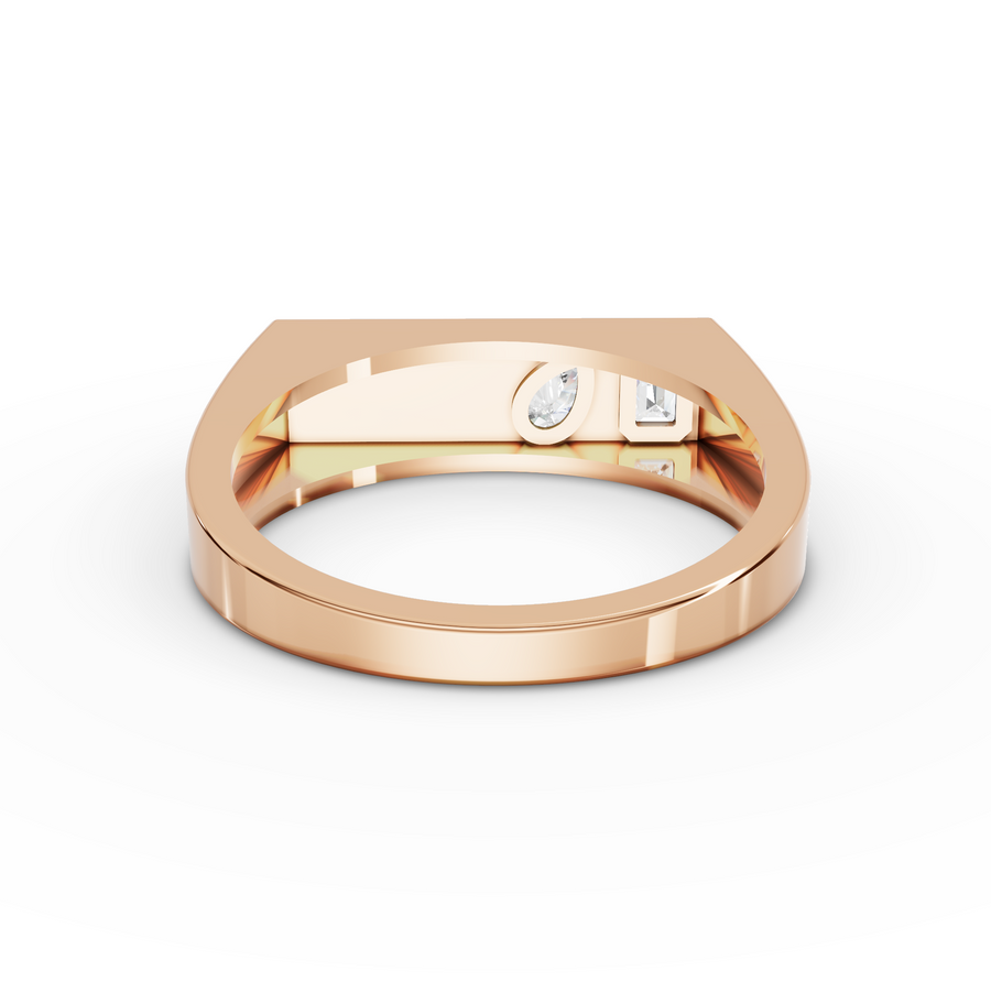 0.17 Ct Dual Diamond Architectural Signet Wedding Band