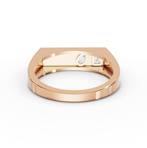 0.17 Ct Dual Diamond Architectural Signet Wedding Band