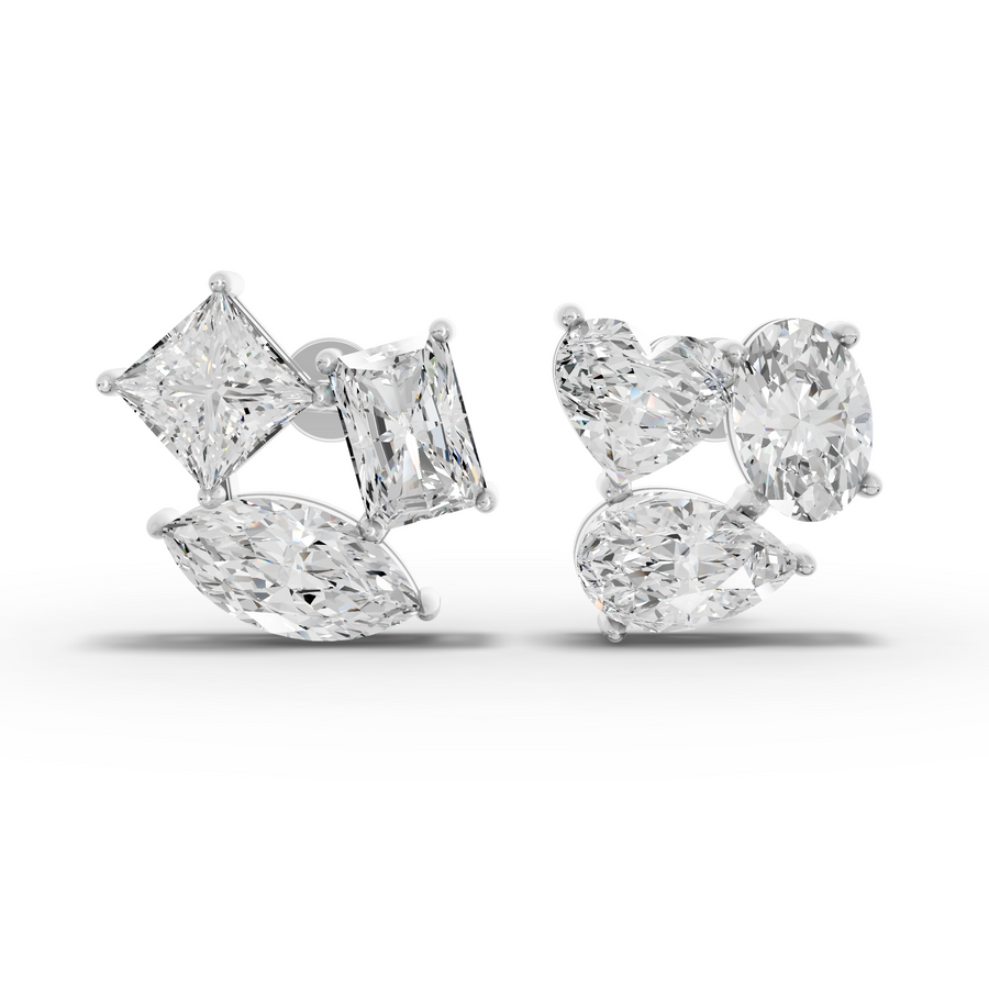 6.00 Ct Fancy Diamond Cluster Stud Earrings