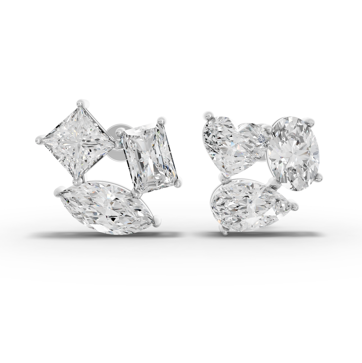 6.00 Ct Fancy Diamond Cluster Stud Earrings