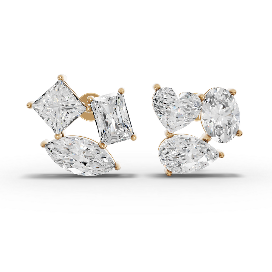 6.00 Ct Fancy Diamond Cluster Stud Earrings