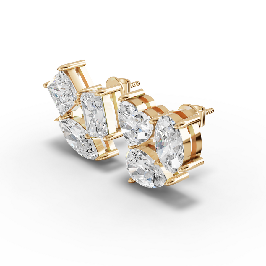 6.00 Ct Fancy Diamond Cluster Stud Earrings