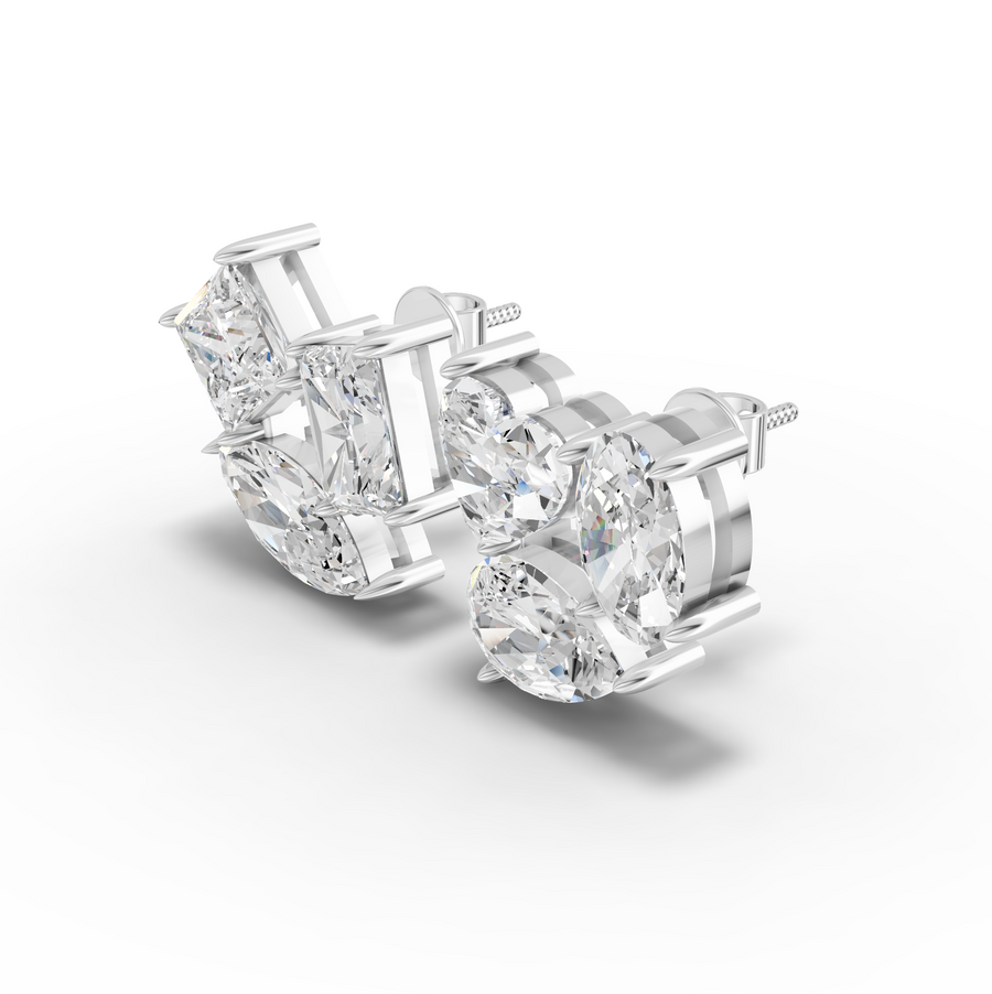 6.00 Ct Fancy Diamond Cluster Stud Earrings