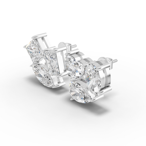 6.00 Ct Fancy Diamond Cluster Stud Earrings