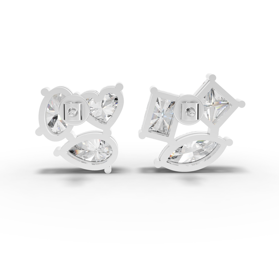 6.00 Ct Fancy Diamond Cluster Stud Earrings