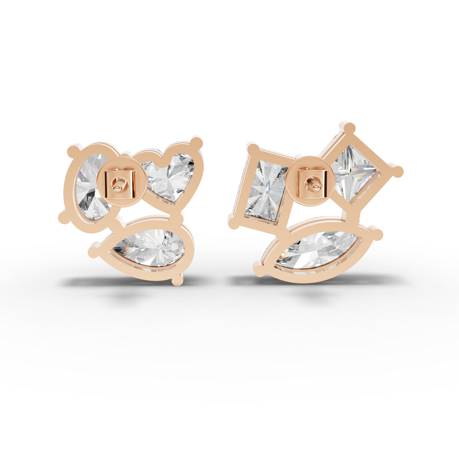6.00 Ct Fancy Diamond Cluster Stud Earrings