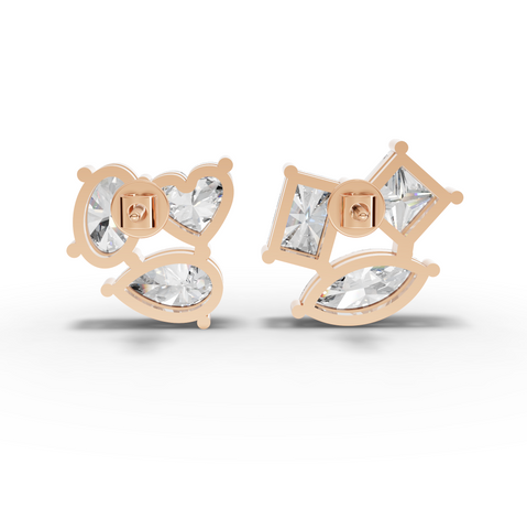 6.00 Ct Fancy Diamond Cluster Stud Earrings