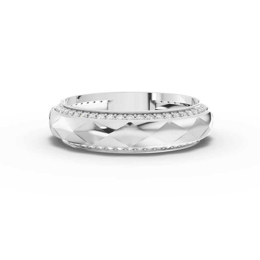 0.45 Ct Faceted Diamond Wedding Band