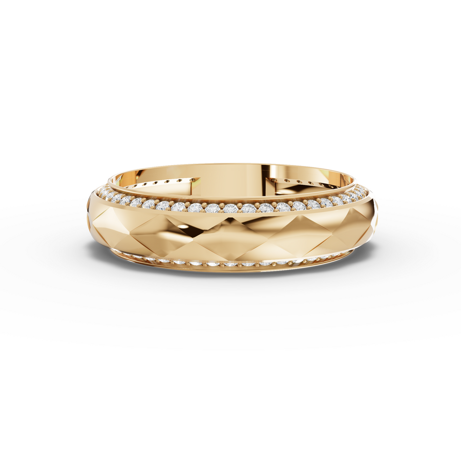 0.45 Ct Faceted Diamond Wedding Band