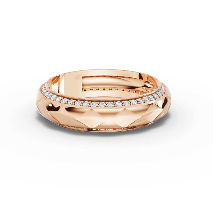0.45 Ct Faceted Diamond Wedding Band