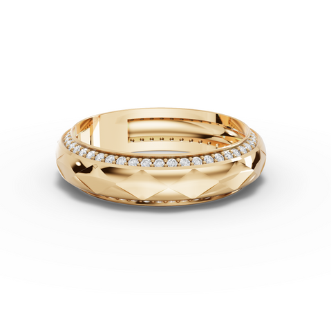 0.45 Ct Faceted Diamond Wedding Band