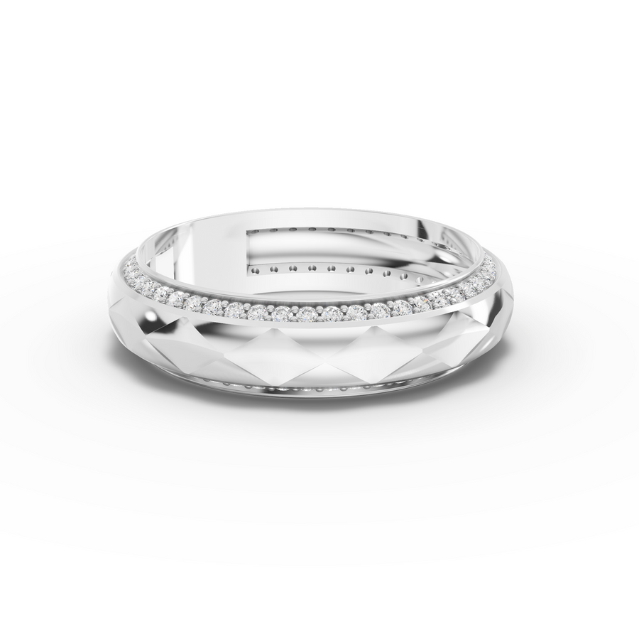 0.45 Ct Faceted Diamond Wedding Band